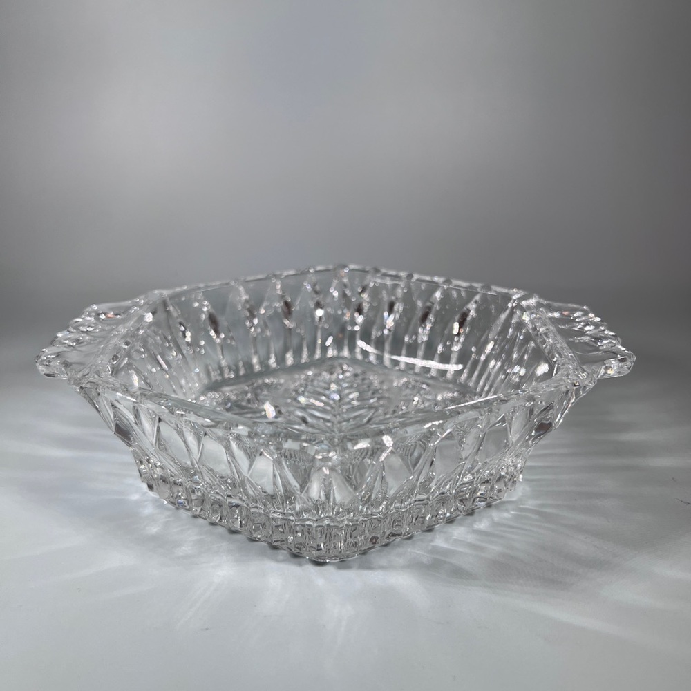 Vintage Rare Russian Cut Crystal Candy Dish Trinket Dish Nut Dish Hexagon Shape
